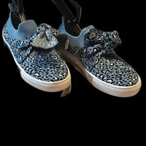 Bernie mev Spark Serenity Leopard Knit Sneaker Knot Bow Slip On - Women's 37